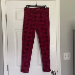 Plaid skinny jeans